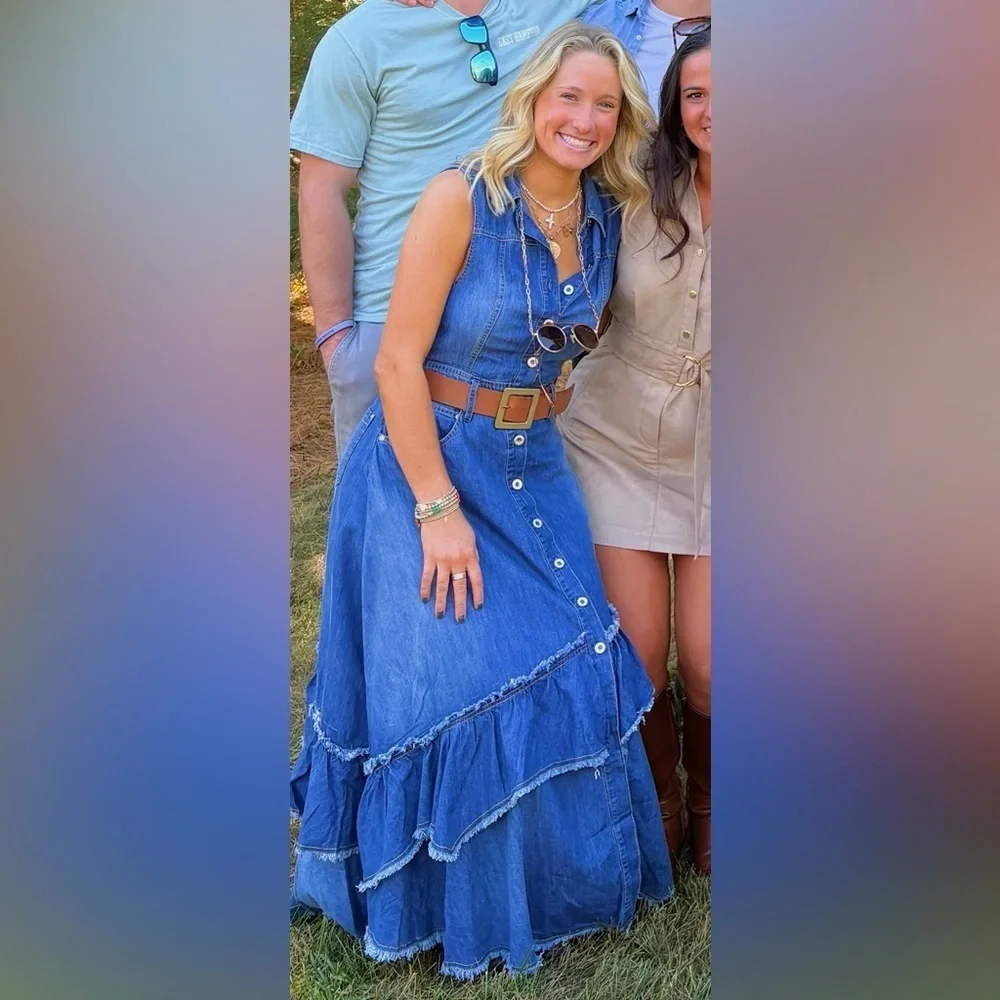 FREE PEOPLE Beau Denim Dress S - Picture 3 of 12